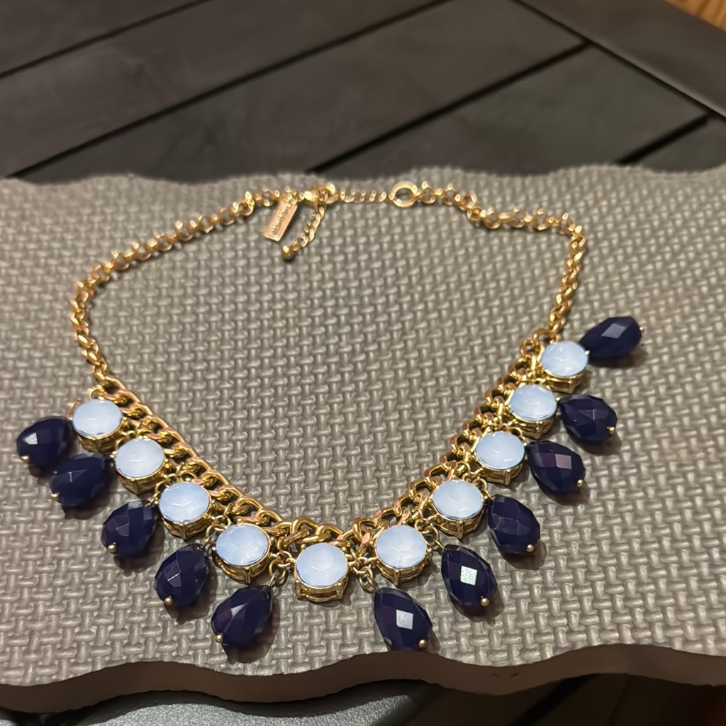 The Limited Gold And Blue Necklace With Scalloped Design 10$
